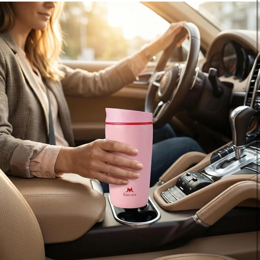 12 oz Travel insulated Tumbler with lid slider. Stainless steel coffee tumbler